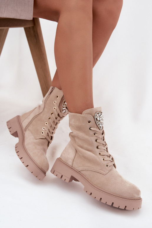 Enkellaarsjes voor Inerknemers Dames met glanzende gaten Op Języku ivoor Rosira