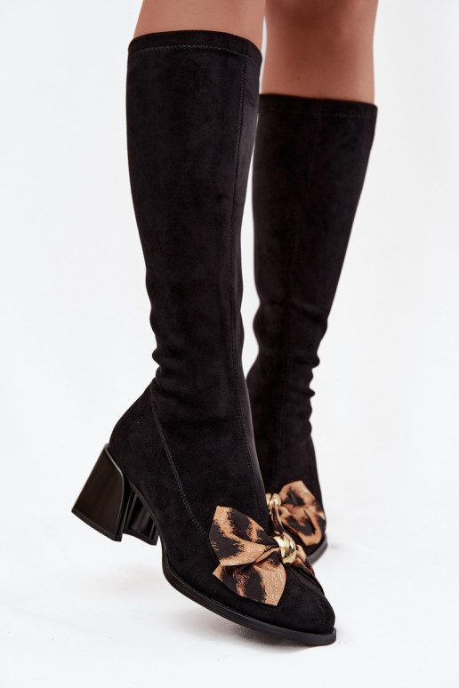 dameslaarzen Op Klok Met decoratieve strik D&A JC52-828 zInart dameslaarzen Op Klok Met decoratieve strik D&A JC52-828 zInart