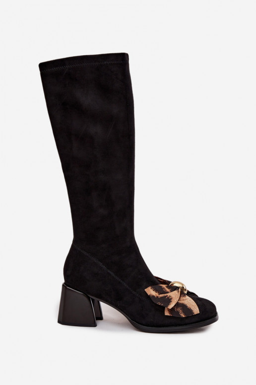 dameslaarzen Op Klok Met decoratieve strik D&A JC52-828 zInart dameslaarzen Op Klok Met decoratieve strik D&A JC52-828 zInart