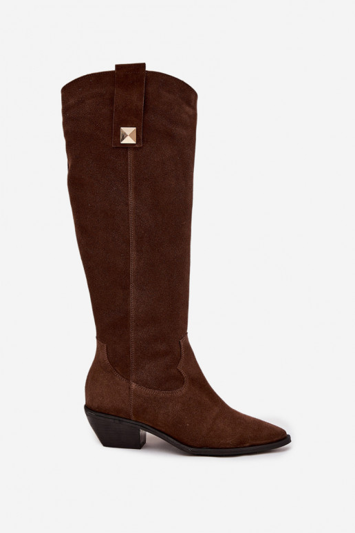 Leer van suède laarzen coInboystijl opInarmen Zazoo 4224 CzekoladoIne Leer van suède laarzen coInboystijl opInarmen Zazoo 4224 CzekoladoIne