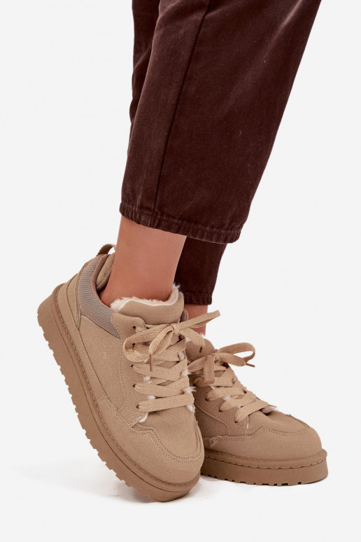 Sneakers model schoenen Dames opInarmen met bont erin beige Cyrissa Sneakers model schoenen Dames opInarmen met bont erin beige Cyrissa