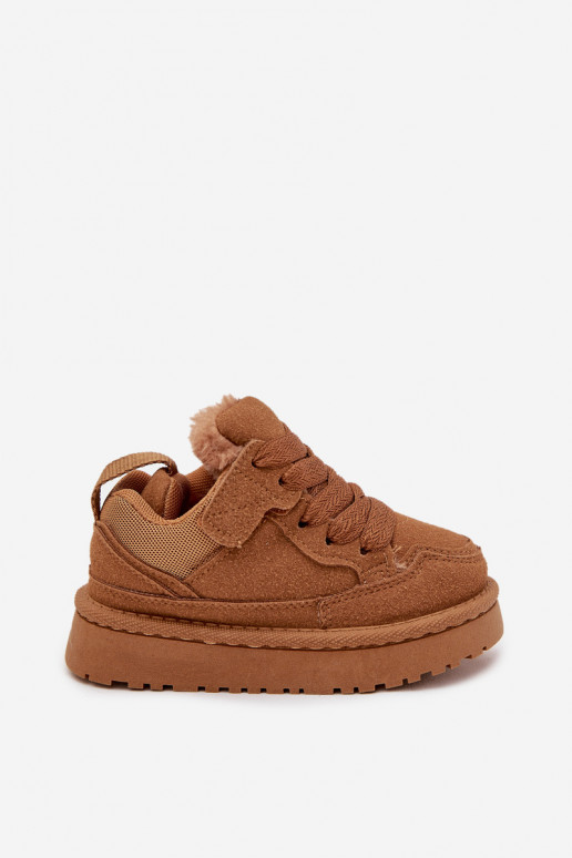 Kindersneakers opInarmen met bont erin bruine kleur Mireen Kindersneakers opInarmen met bont erin bruine kleur Mireen