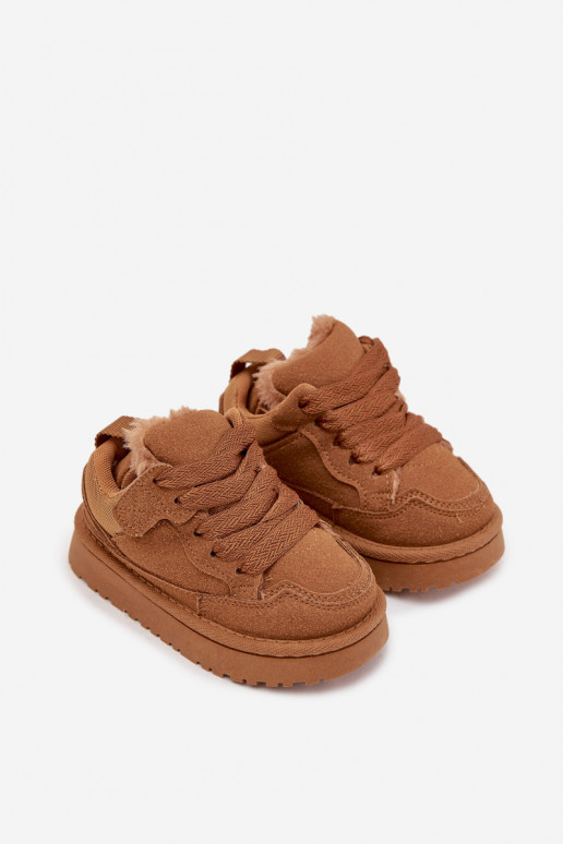 Kindersneakers opInarmen met bont erin bruine kleur Mireen Kindersneakers opInarmen met bont erin bruine kleur Mireen