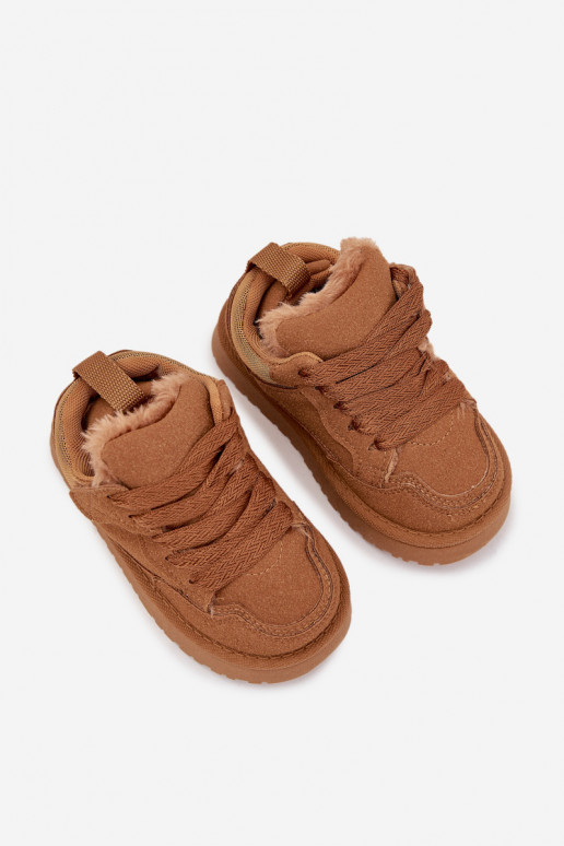 Kindersneakers opInarmen met bont erin bruine kleur Mireen Kindersneakers opInarmen met bont erin bruine kleur Mireen