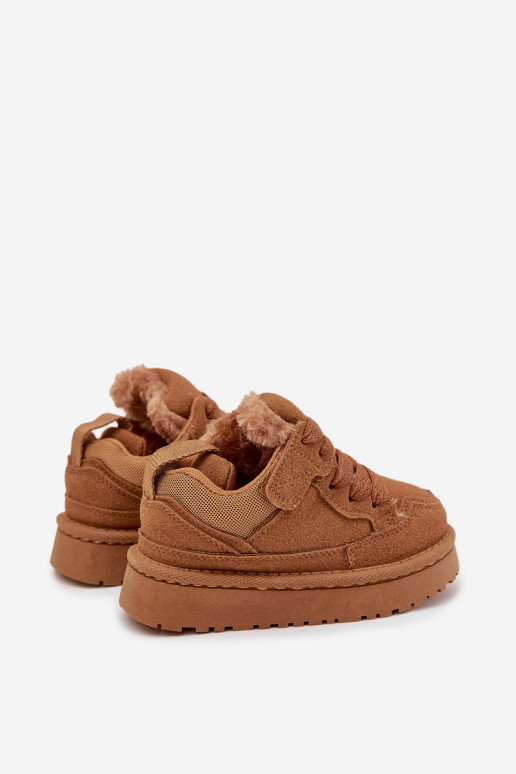 Kindersneakers opInarmen met bont erin bruine kleur Mireen Kindersneakers opInarmen met bont erin bruine kleur Mireen
