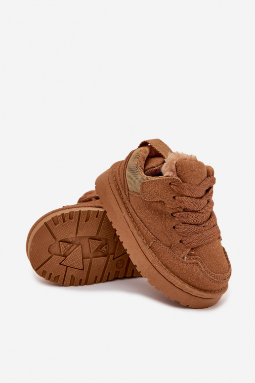 Kindersneakers opInarmen met bont erin bruine kleur Mireen Kindersneakers opInarmen met bont erin bruine kleur Mireen