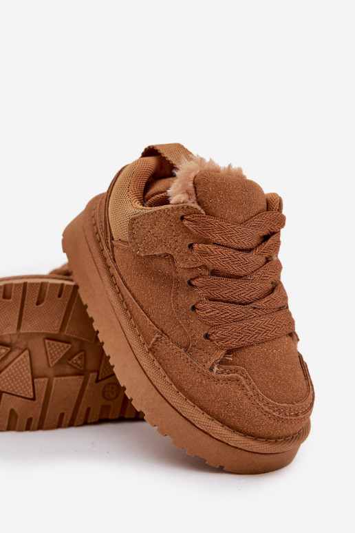 Kindersneakers opInarmen met bont erin bruine kleur Mireen Kindersneakers opInarmen met bont erin bruine kleur Mireen