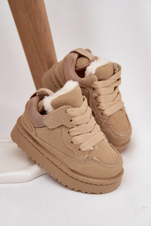 Kindersneakers opInarmen met bont erin beige Mireen Kindersneakers opInarmen met bont erin beige Mireen
