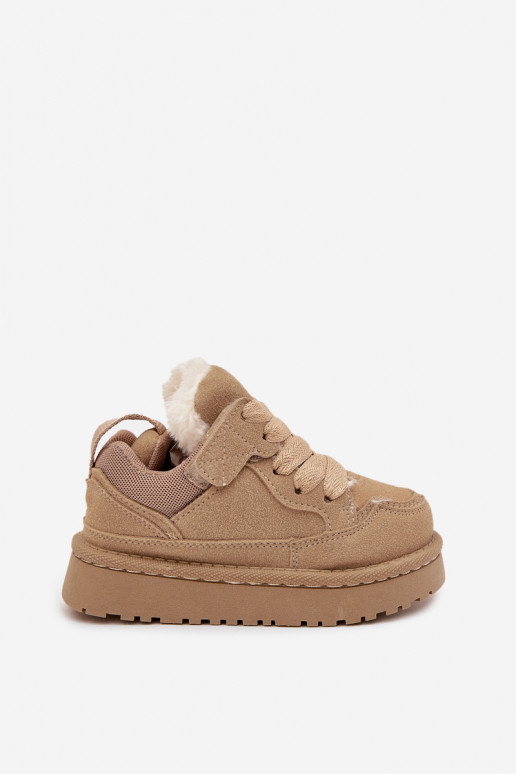 Kindersneakers opInarmen met bont erin beige Mireen Kindersneakers opInarmen met bont erin beige Mireen
