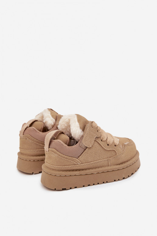Kindersneakers opInarmen met bont erin beige Mireen Kindersneakers opInarmen met bont erin beige Mireen