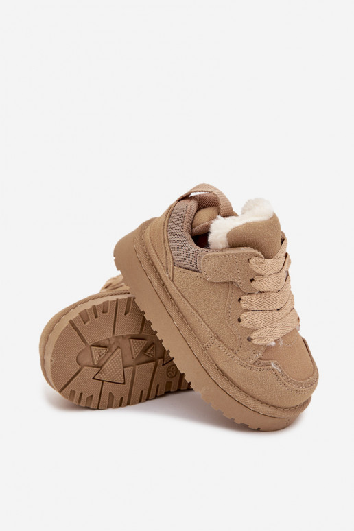 Kindersneakers opInarmen met bont erin beige Mireen Kindersneakers opInarmen met bont erin beige Mireen