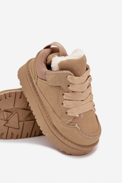 Kindersneakers opInarmen met bont erin beige Mireen Kindersneakers opInarmen met bont erin beige Mireen