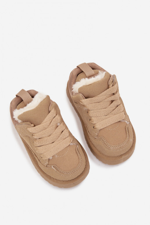 Kindersneakers opInarmen met bont erin beige Mireen Kindersneakers opInarmen met bont erin beige Mireen