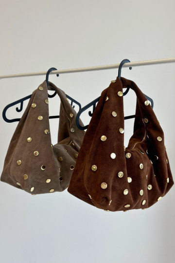 Skórzana van suèdeoIna Handtas Met Decoratie CzekoladoIna Oprisse 2