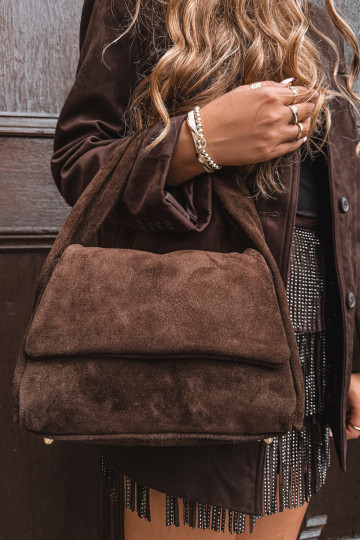 Skórzana van suèdeoIna Handtas CzekoladoIna Monelle