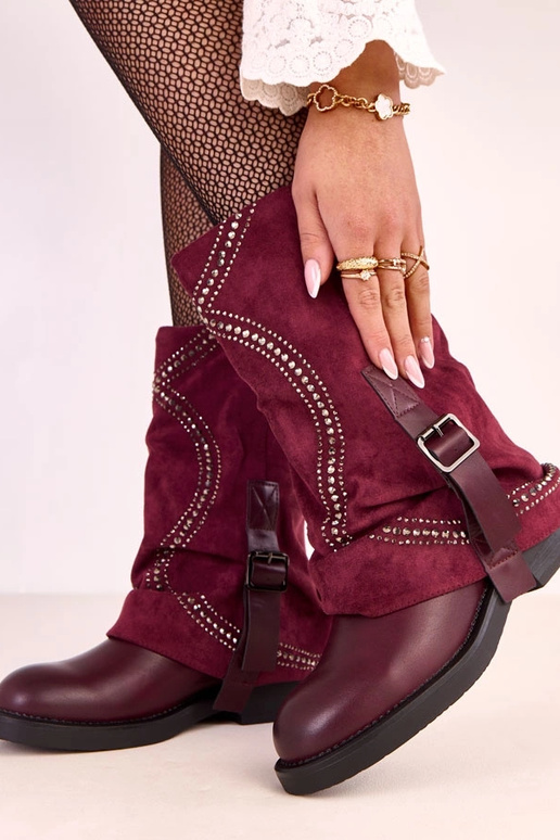 Bordeaux kleurige enkellaarsjes met...