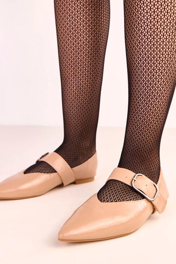 Zandkleurige ballerina's met gesp Lena