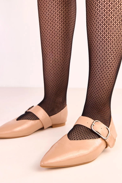 Zandkleurige ballerina's met gesp Lena