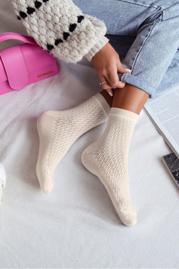 Sokken Dames met elementen van opengeInerkt ivoor