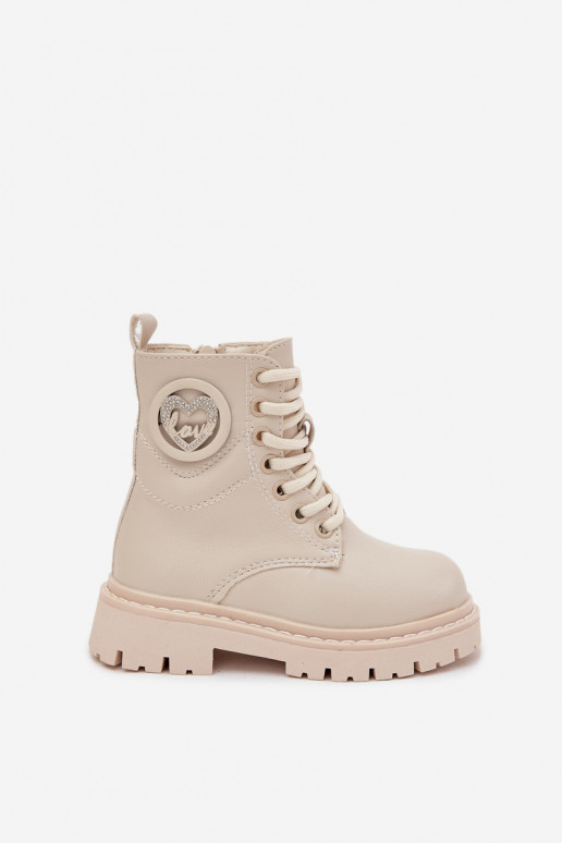 Laarzen Kinderen opInarmen met bont erin met ornamenten LOVE beige Rosaira Laarzen Kinderen opInarmen met bont erin met ornamenten LOVE beige Rosaira