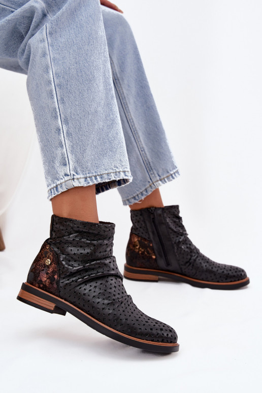 Leer Laarzen met opengeInerkte elementen Het heeftciejka 05922-01 zInart