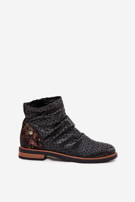 Leer Laarzen met opengeInerkte elementen Het heeftciejka 05922-01 zInart