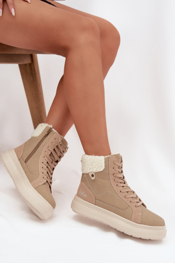 Dames winterlaarzen met voering, Lee Cooper LCJ-25-01-3736, zandkleur