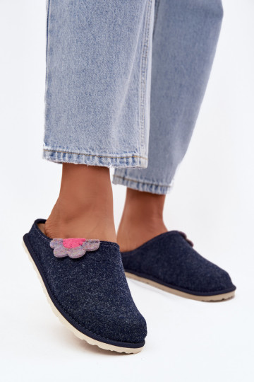 Dames slippers met bloem, Inblu CS000043, donkerblauw