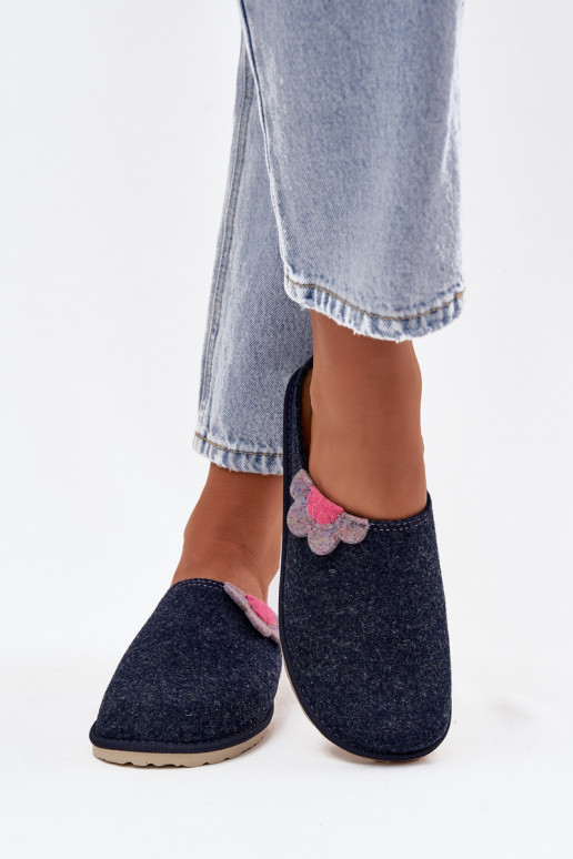 Slippers Dames Met een bloem Inblu CS000043 donkerblauIn