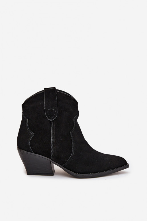 Instap cowboystijl dames enkellaarsjes van natuurlijk suede Beretta zwart