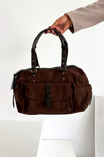 Tas van kunstsuède chocoladebruin Gressa 2