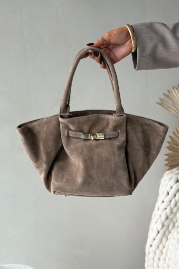Ivoorkleurige suède handtas Orselle