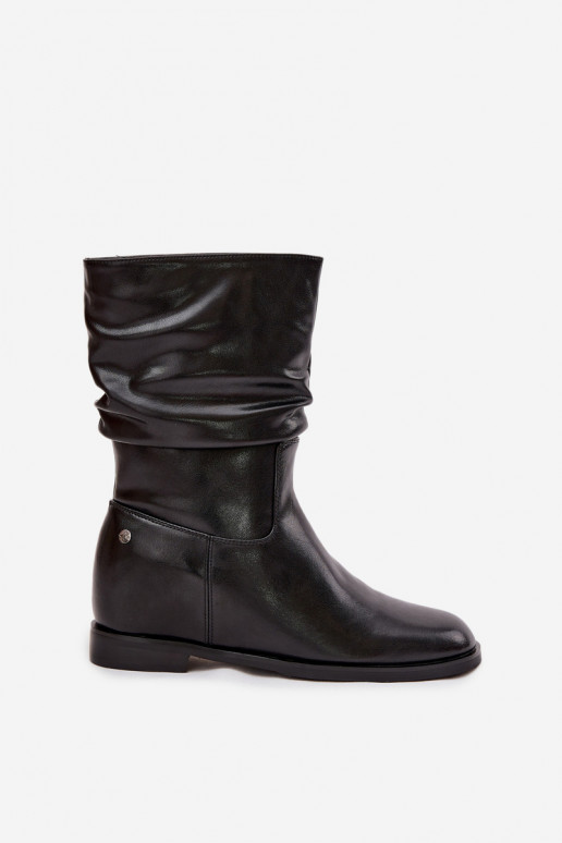 Leer Dameslaarzen Met ruches opInarmen Het heeftciejka K7211-01 zInart