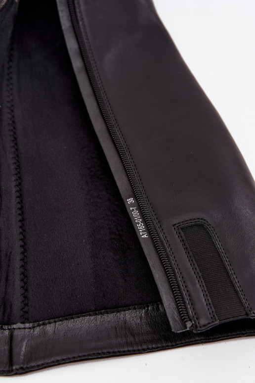 Leer opInarmen dameslaarzen met hakken Het heeftciejka A7165-01 zInart