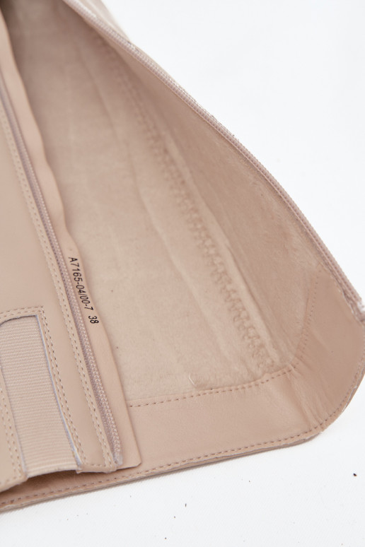 Leer opInarmen dameslaarzen met hakken Het heeftciejka A7165-04 beige