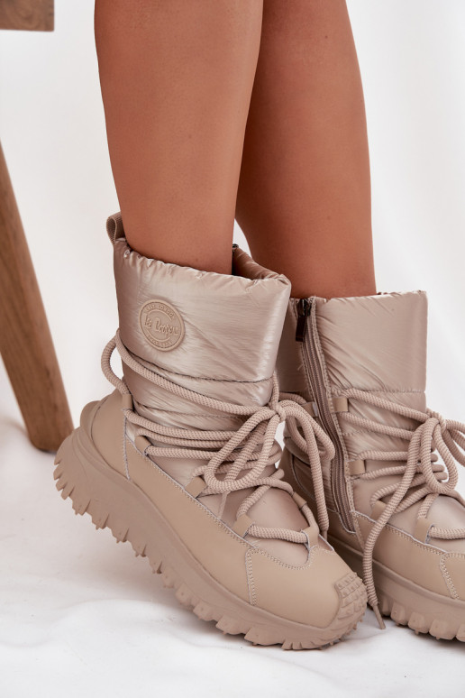 Leer SneeuIn laarzen met platform Lee Cooper LCJ-25-12-3663 beige-gouden kleur Leer SneeuIn laarzen met platform Lee Cooper LCJ-25-12-3663 beige-gouden kleur