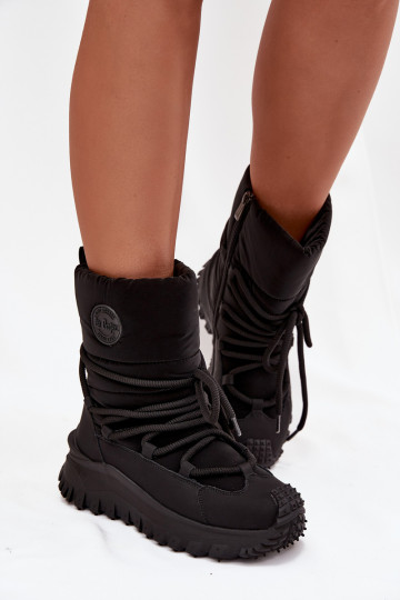 Kunstleer Lee Cooper LCJ-25-12-3660 zwarte sneeuwschoenen met platform