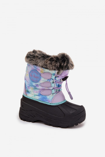 Kinderen Lee Cooper LCJ-25-10-3778 paarse sneeuwschoenen met bont en elastieken