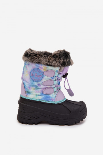 Kinderen Lee Cooper LCJ-25-10-3778 paarse sneeuwschoenen met bont en elastieken 2