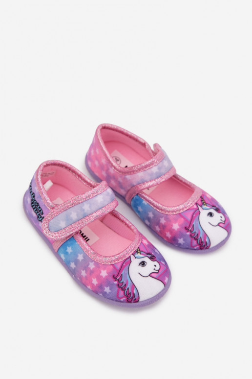 ballerinas Slippers Dla DzieInczynek met zelfklevende bevestigingsmiddelen UNICORN roze Silviera