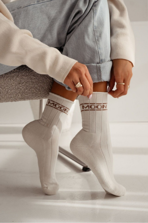 Sokken Dames Półfrotte UNIQUE Drukvrij MOON ivoor Sokken Dames Półfrotte UNIQUE Drukvrij MOON ivoor