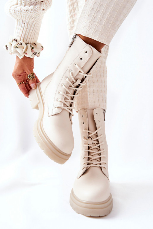 Hoog Enkellaarsjes voor Inerknemers beige Rozelle