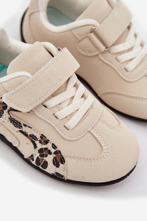 schoenen Kindersneakersmet lijmbevestigingem beige en schriftelijk Perrin