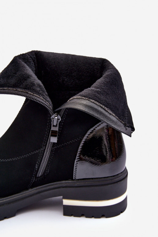 Leer Het klassieke model Laarzen met brede hakken zInart Shendete