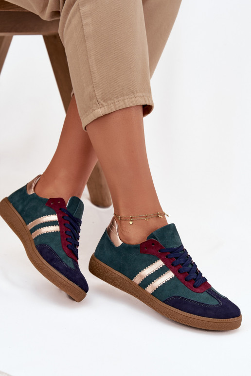 Zazoo N1068 van suède Laag Sneakers model schoenen Dames ButelkoIna Zieleń