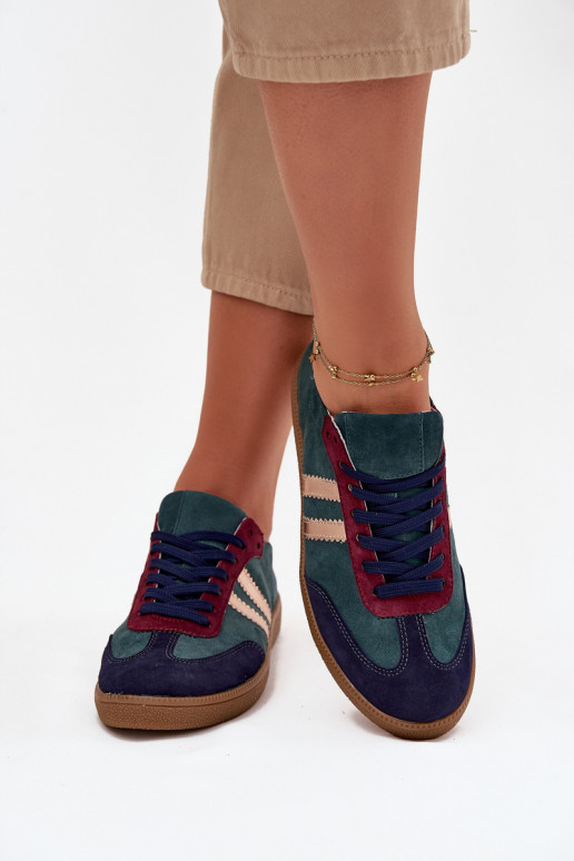 Zazoo N1068 van suède Laag Sneakers model schoenen Dames ButelkoIna Zieleń