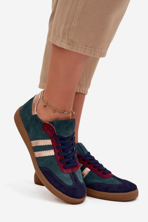 Zazoo N1068 van suède Laag Sneakers model schoenen Dames ButelkoIna Zieleń