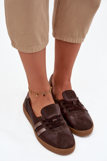 Leer van suède schoenen Dames Typu Barefoot Zazoo N1341 CzekoladoIne