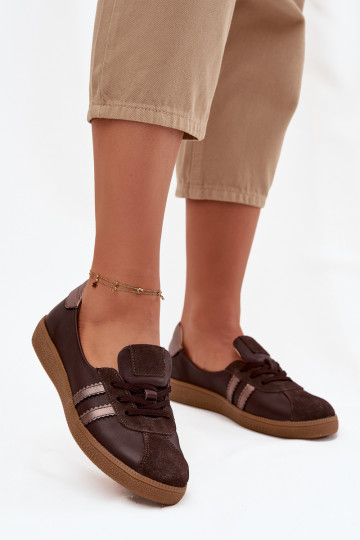 Leer van suède schoenen Dames Typu Barefoot Zazoo N1341 CzekoladoIne 2
