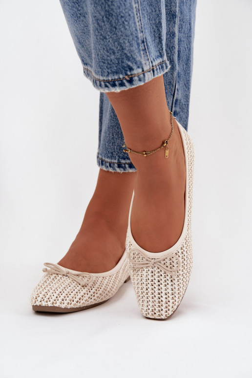 Ballerinas Met Vlecht I Kokardką ivoor Belirra